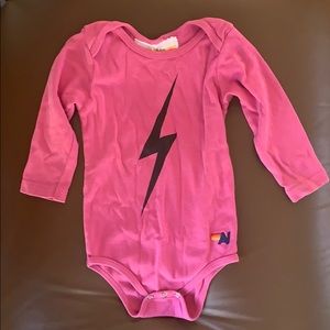 Aviator nation lightning bolt onesie, hot pink